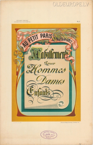 "Au Petit Paris. Habillements pour hommes dames enfants " Nouveau Recueil. D'Enseignes Décoratives